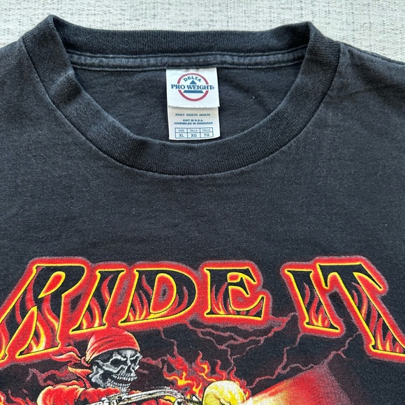 y2k Ride It Like You Stole It Tee Skeleton Motorcycle Size XL - Picture 3 of 4